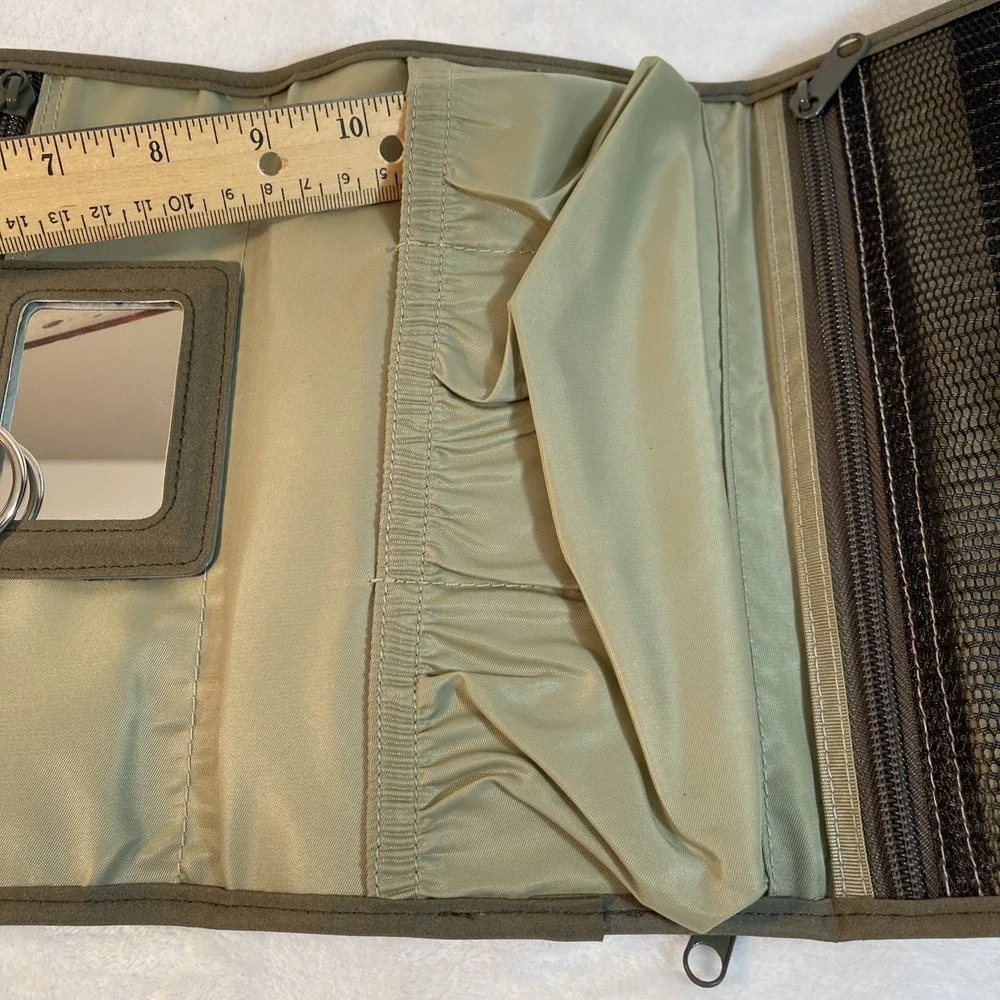 Olive‎ Green Suede Travel Hanging Toiletry Makeup Jewelry Organizer Adjustable